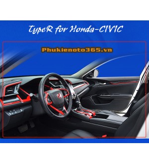 Trang trí nội thất Honda Civic 2016-2019 tông màu đỏ kiểu Type R